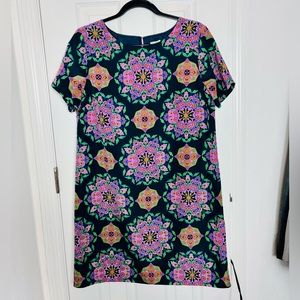 J crew factory lined a line pattern print a line short sleeve crew neck dress